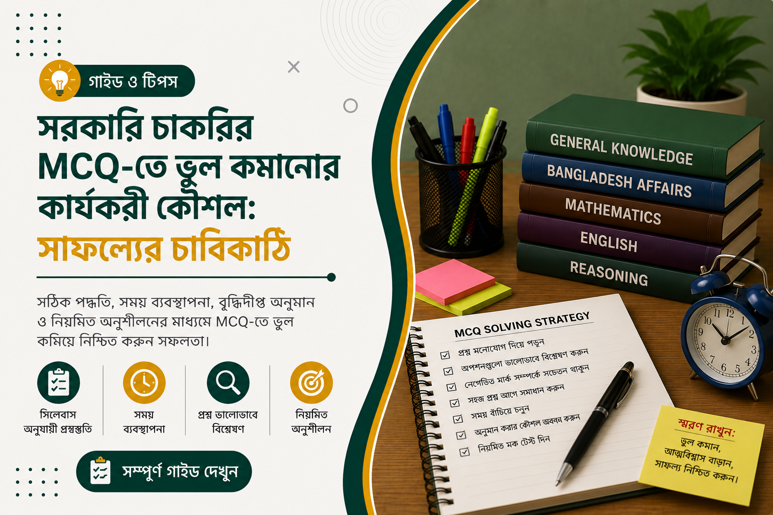 সরকারি চাকরির MCQ-তে ভুল কমানোর কার্যকরী কৌশল: সাফল্যের চাবিকাঠি